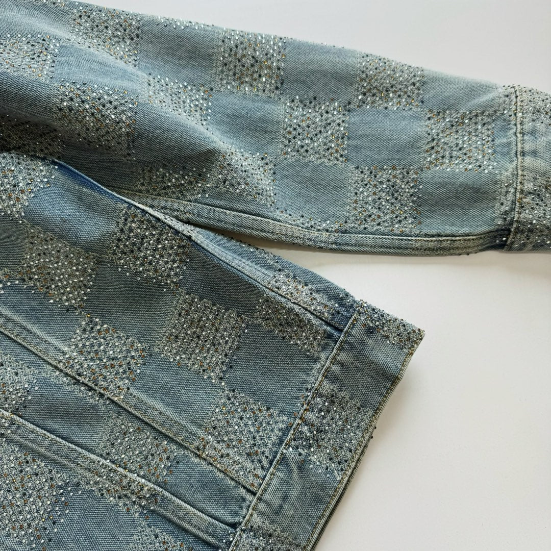 Lv Denim Jacket With Crystals