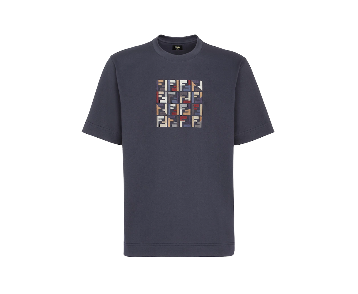 FENDI Anagram Logo Embroidered Jersey T-Shirt