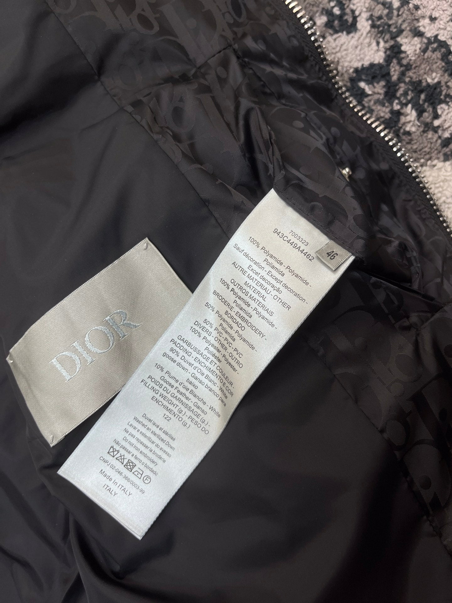 DIOR OBLIQUE DOWN VEST TECHNICAL BLACK