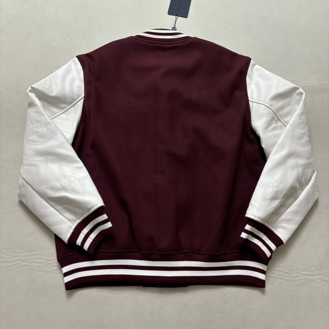 Lv Embroidered Calfskin Varsity Jacket