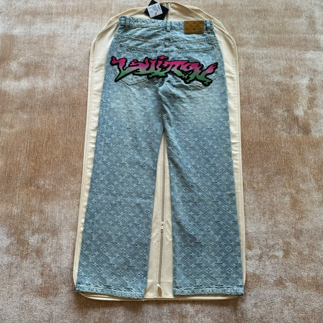 LV Monogram Denim Carpenter Pants