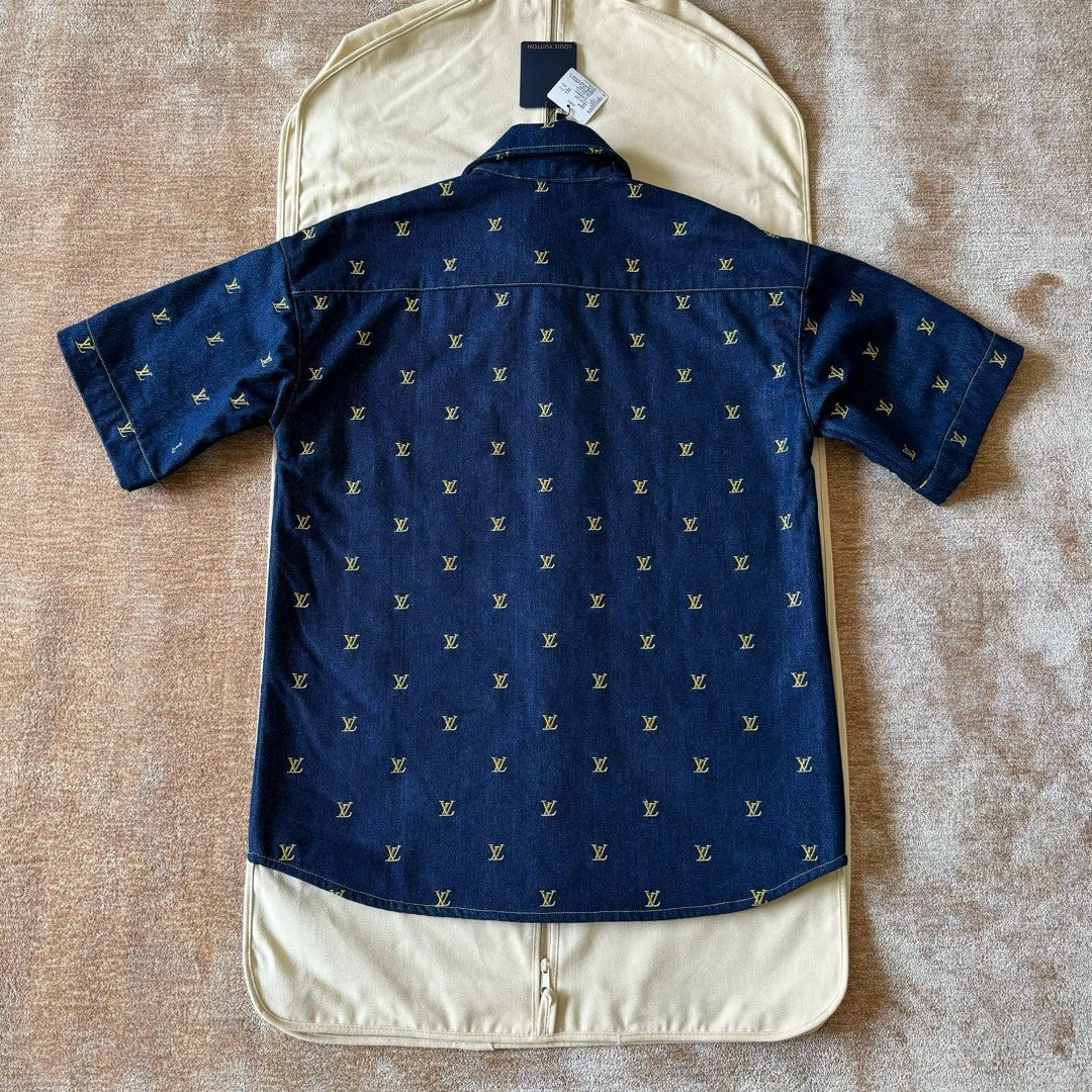 Louis Vuitton Monogram Denim Shirt And Shorts Set