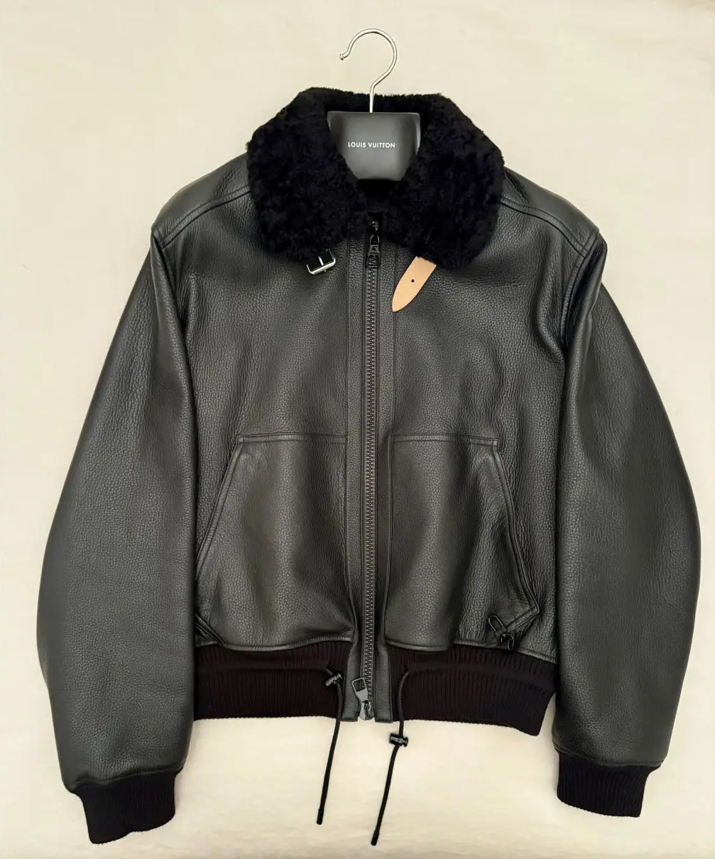 Lv Leather Aviator Jacket