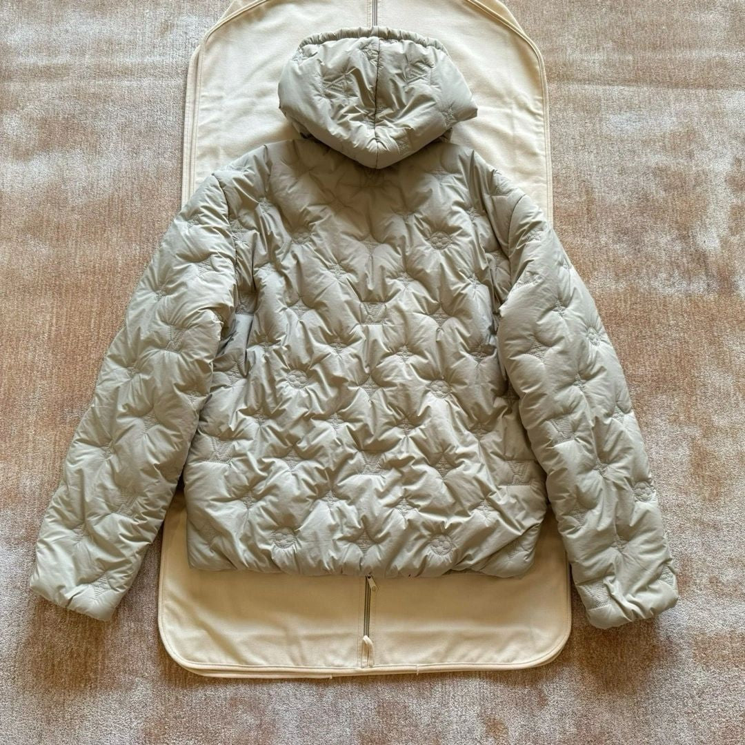 Lv Monogram Quilted Nylon Hooded Blouson