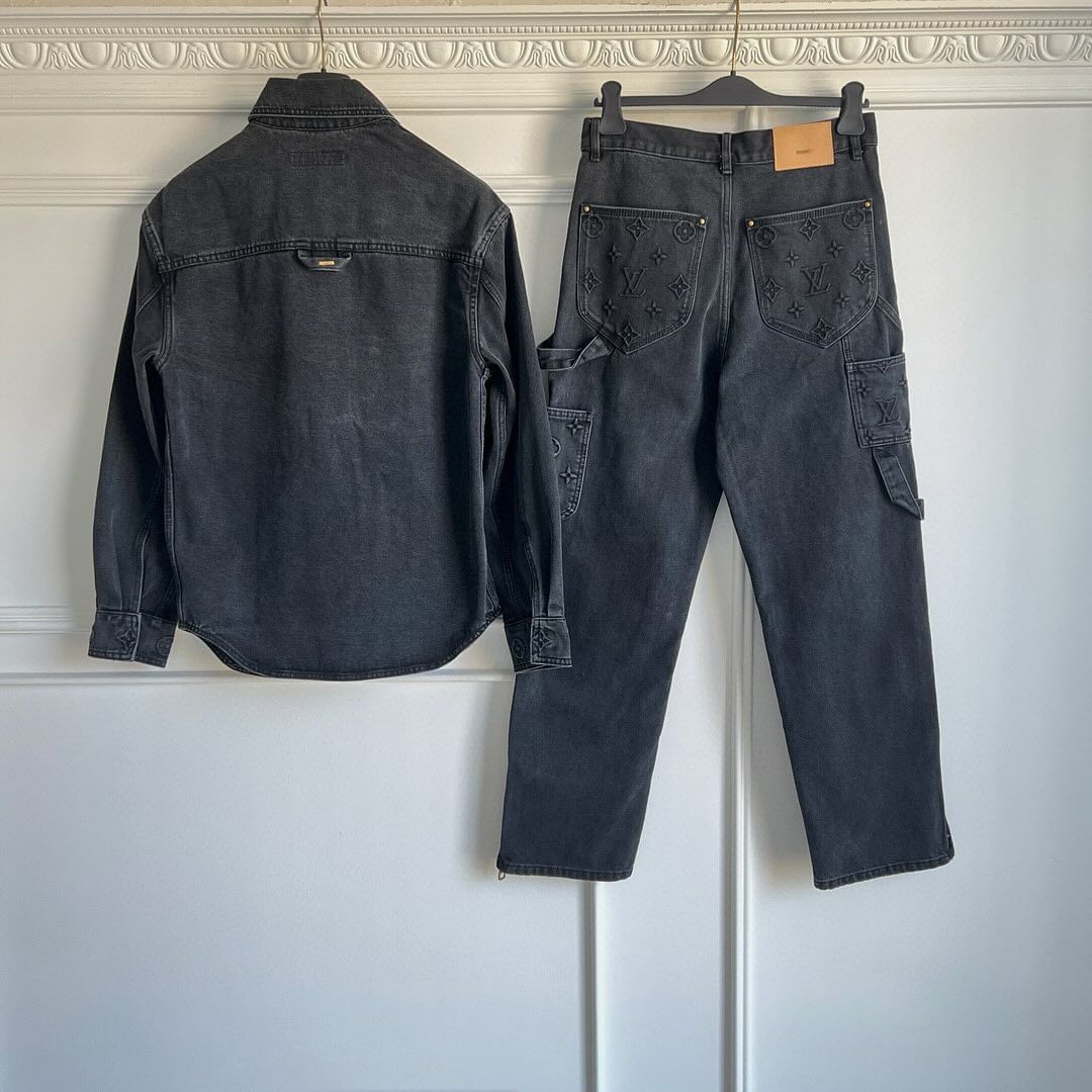 Louis Vuitton Monogram Denim Jacket and Jeans Set