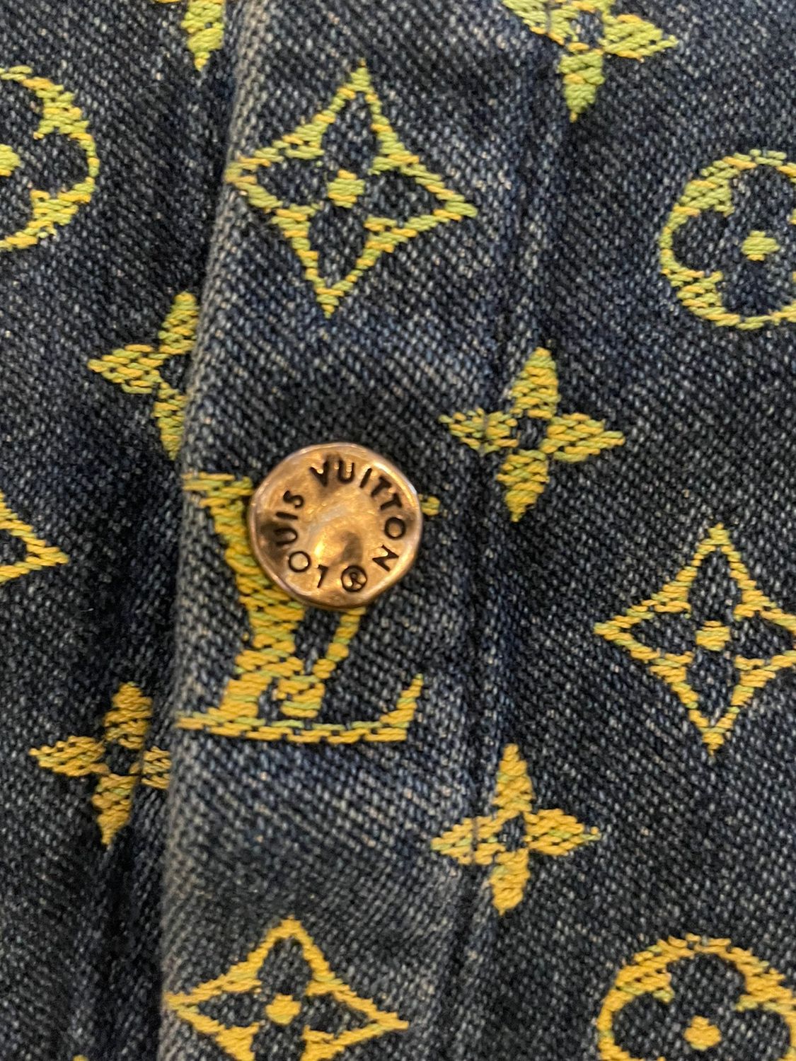 Lv Short-Sleeved Monogram Denim Shirt