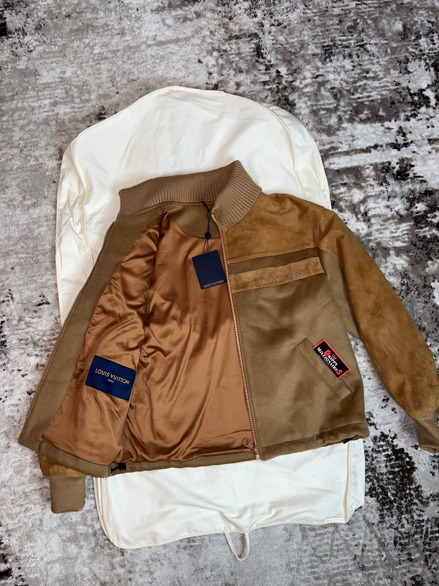 Lv Mixed Material Leather Teddy Blouson