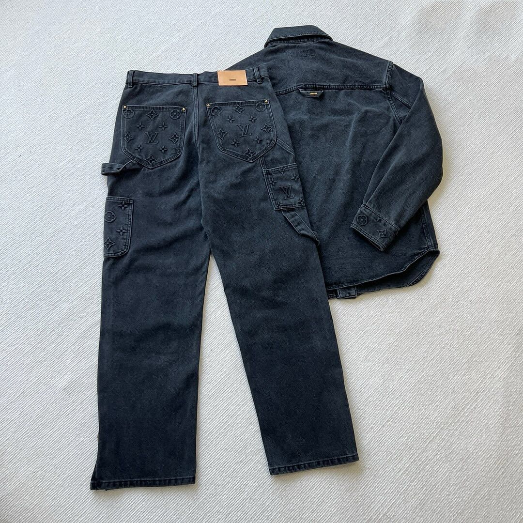 Louis Vuitton Monogram Denim Jacket and Jeans Set