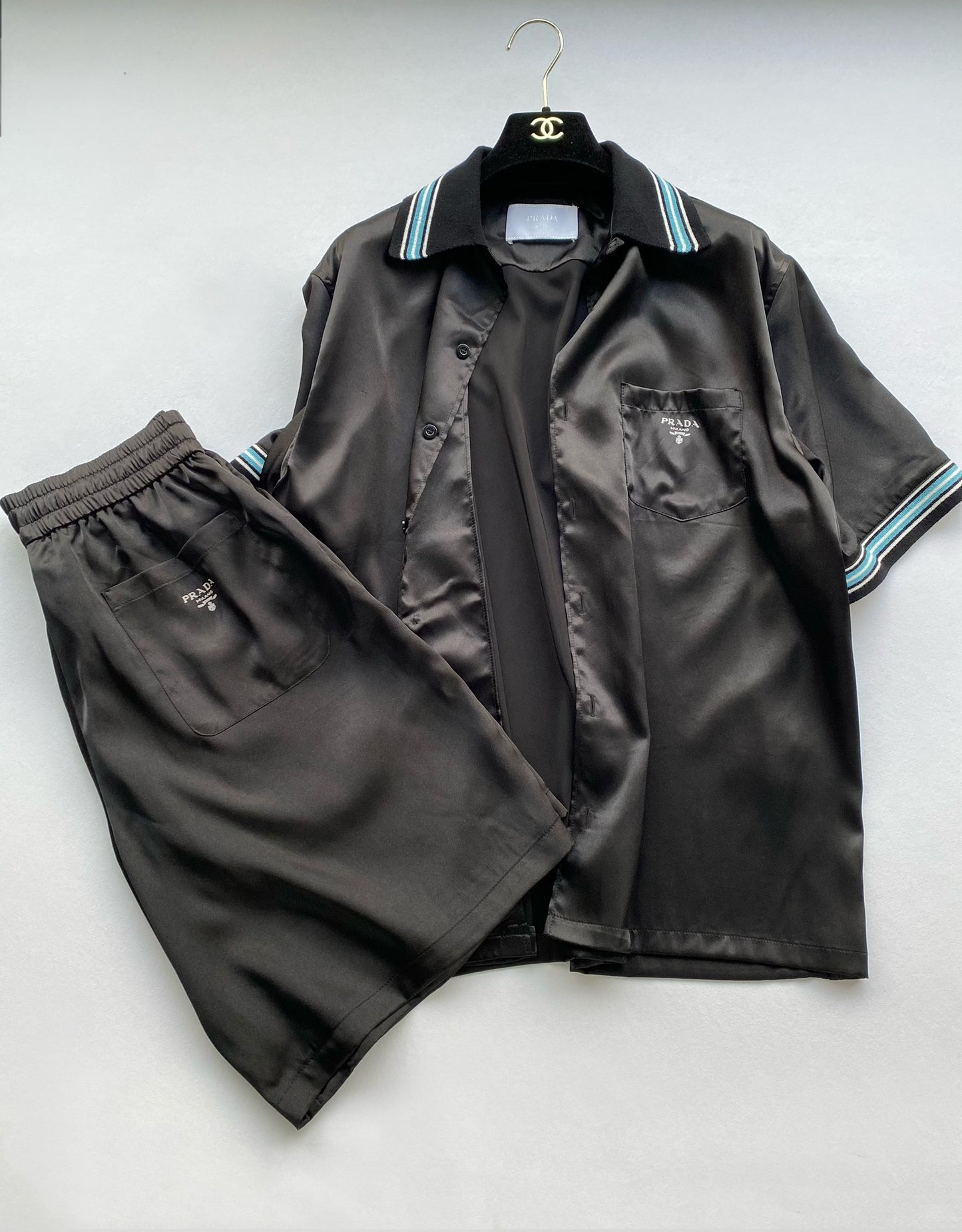 Prada Silk Shirt And Shorts Set