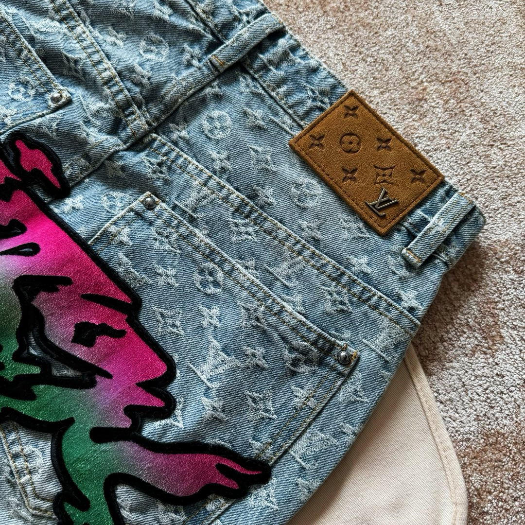 LV Monogram Denim Carpenter Pants