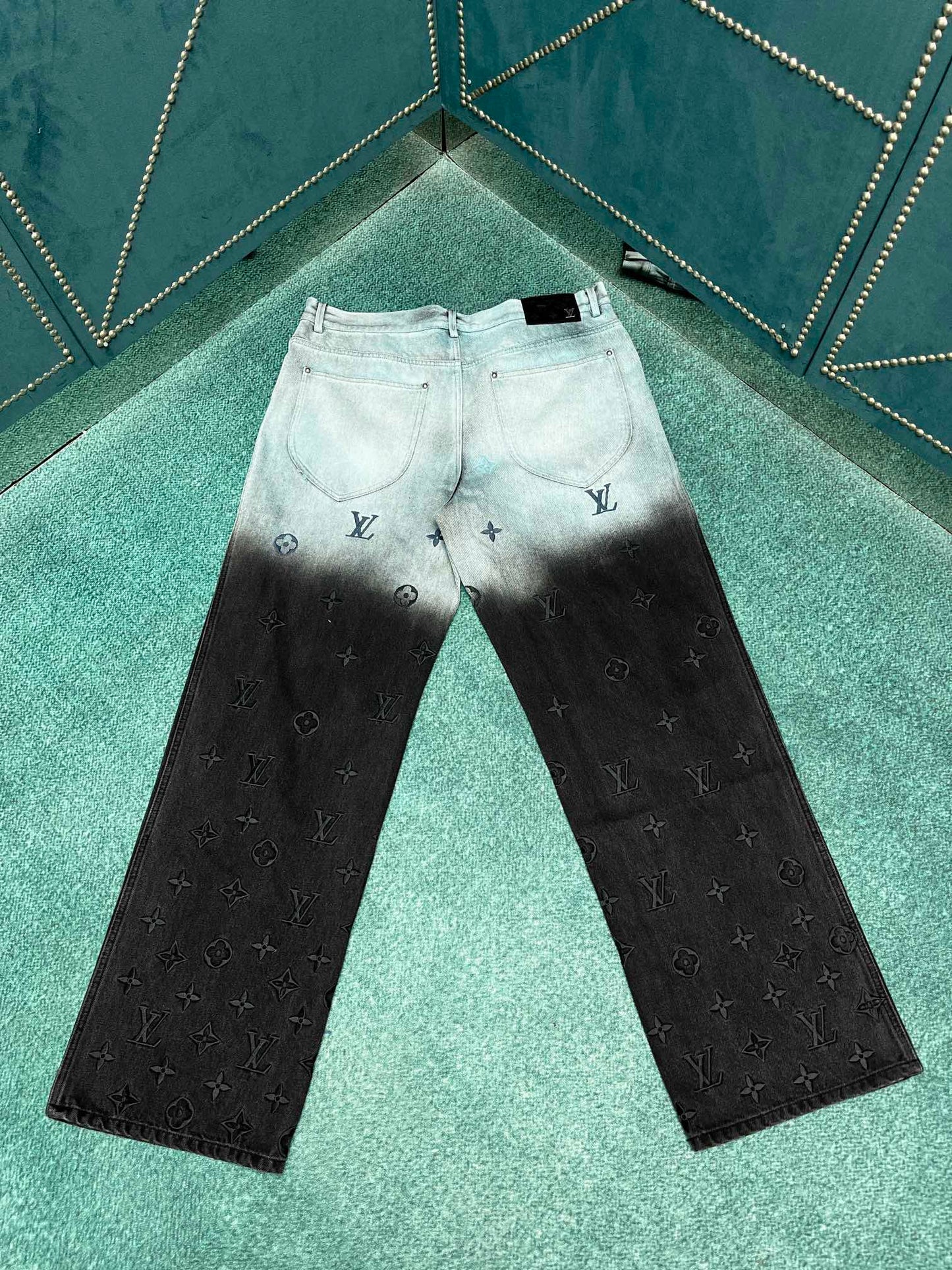 LV Monogram Embroidered Denim Pants