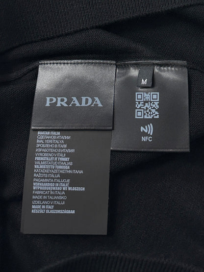 Prada Logo Wool Polo Half Zip Shirt