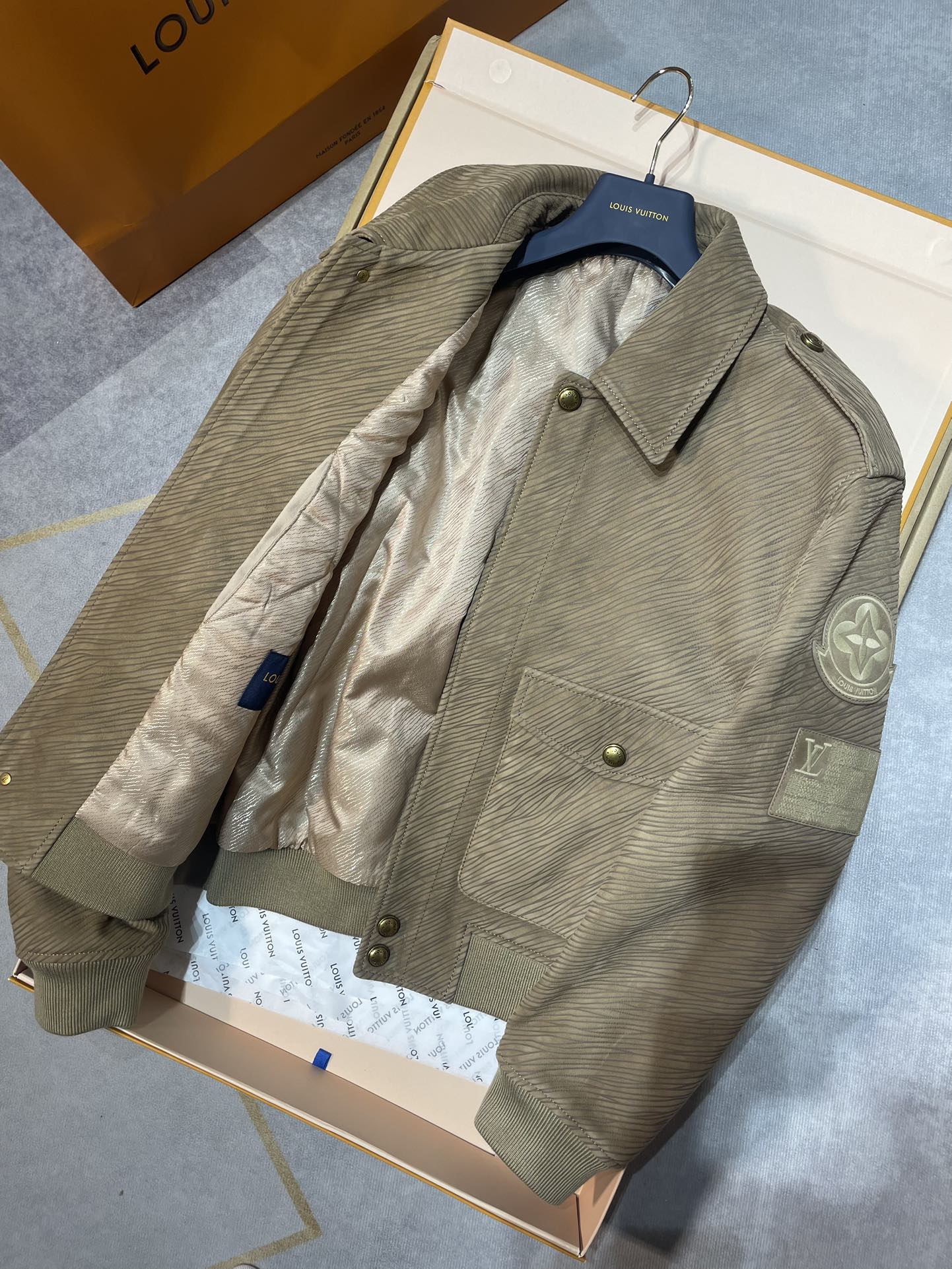 Lv Epi Embossed Leather Flight Jacket