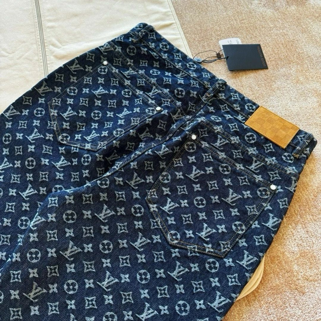 LV Denim Monogram Carpenter Pants