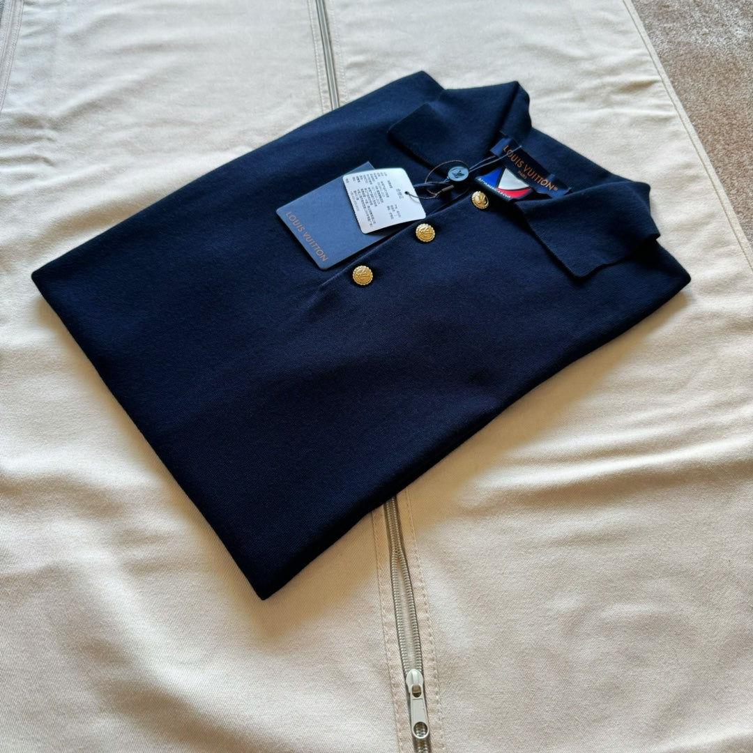 Lv Short-Sleeved Cotton Polo Shirt