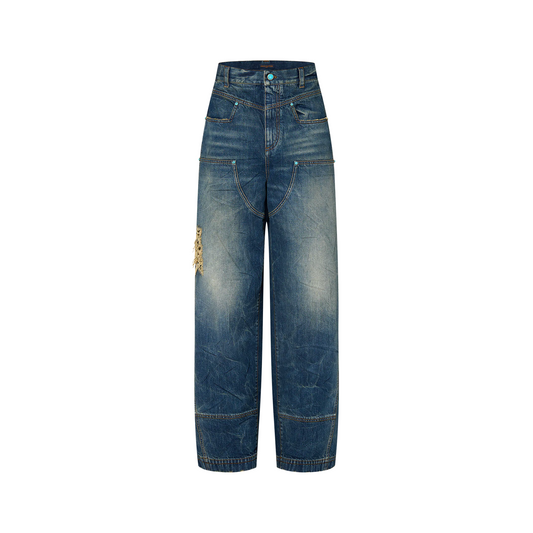 Lv Washed Denim Workwear Pants