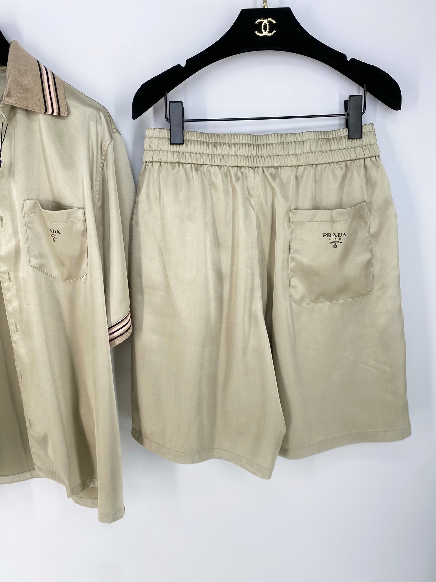 Prada Silk Shirt And Shorts Set