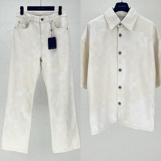 Louis Vuitton Denim Shirt And Pants Set