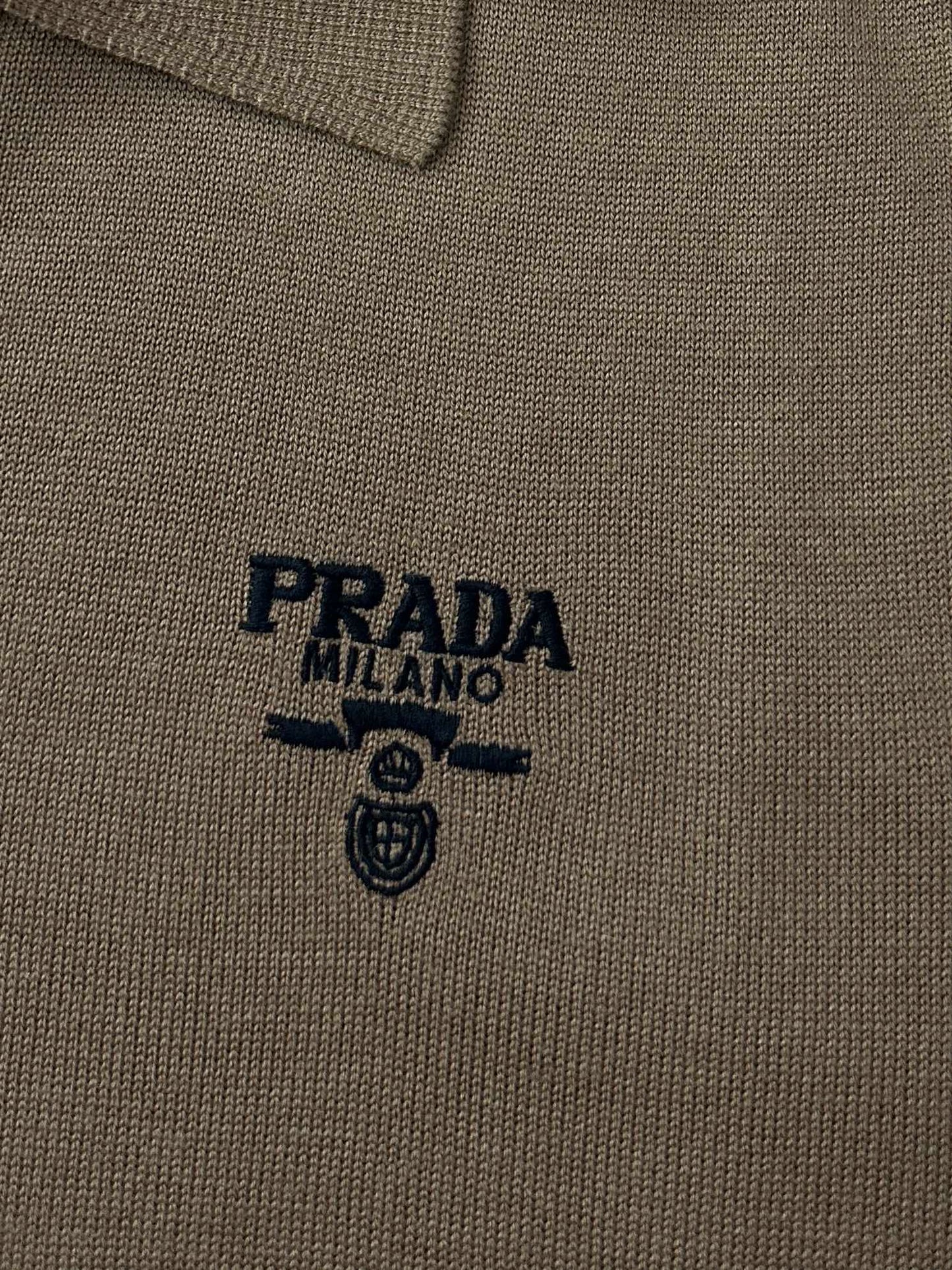 Prada Logo Wool Polo Half Zip Shirt