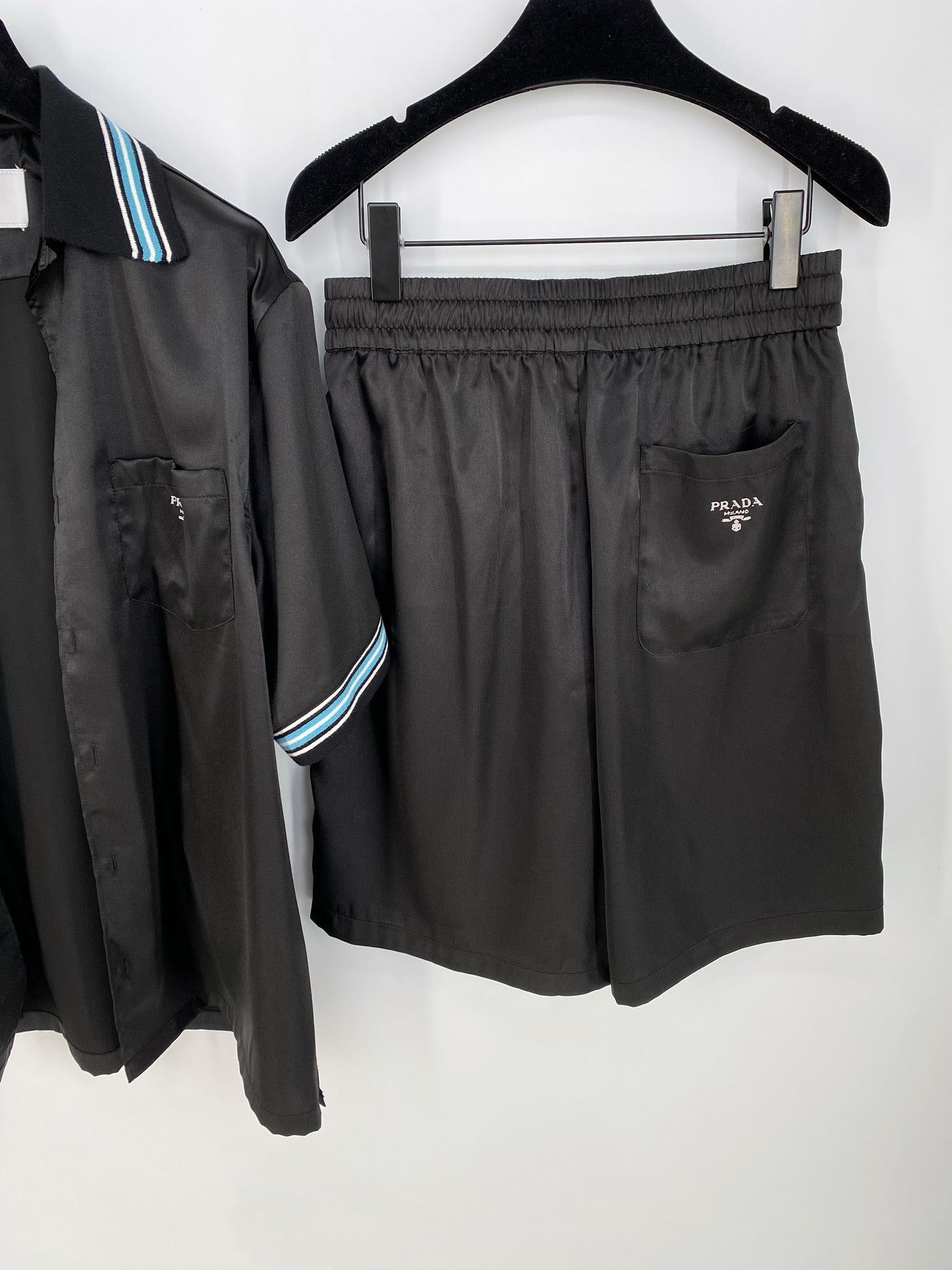 Prada Silk Shirt And Shorts Set