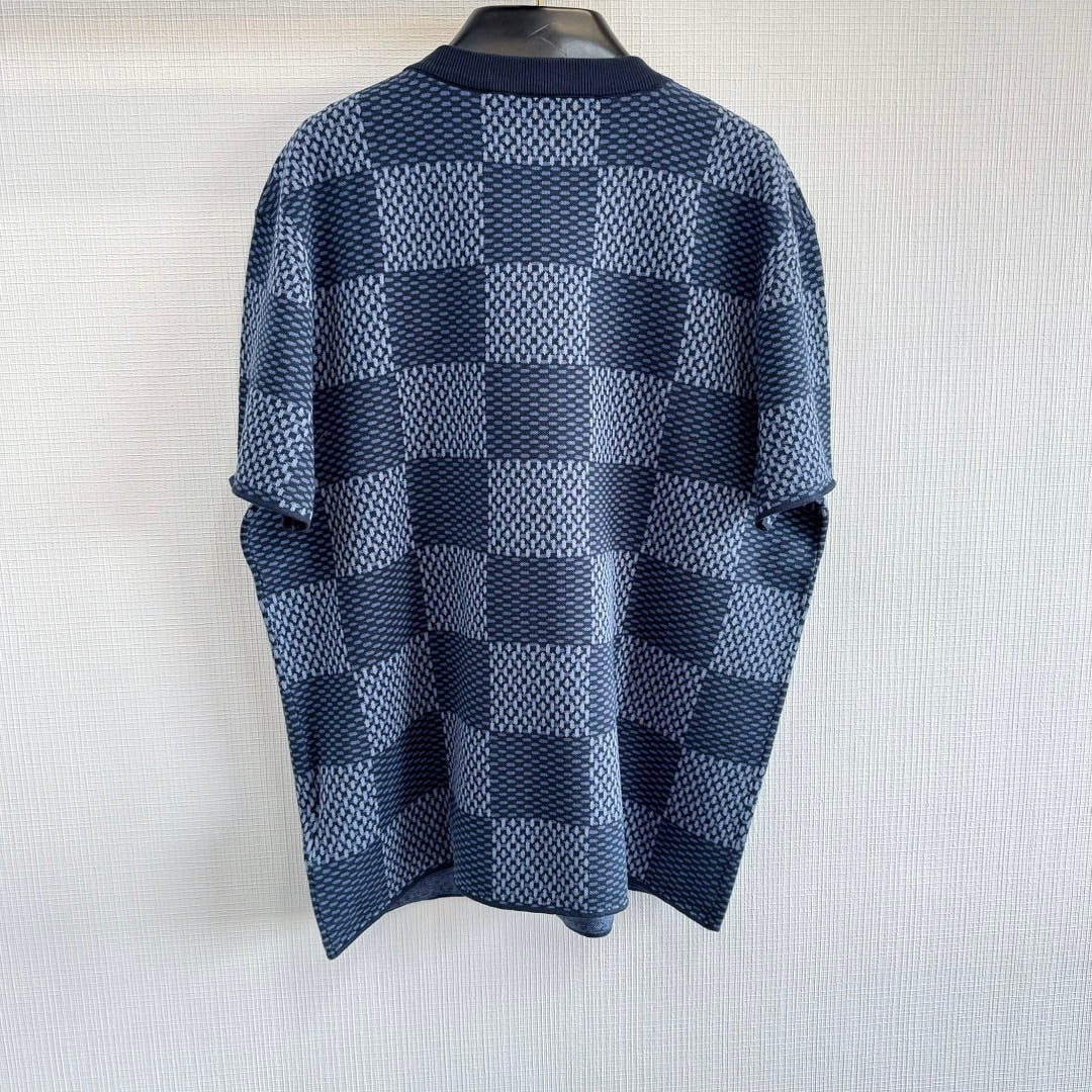 Lv Damier Short-Sleeved Crewneck With LV Crystal Patch