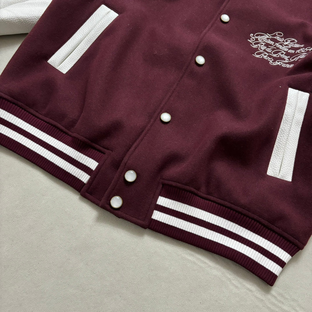 Lv Embroidered Calfskin Varsity Jacket