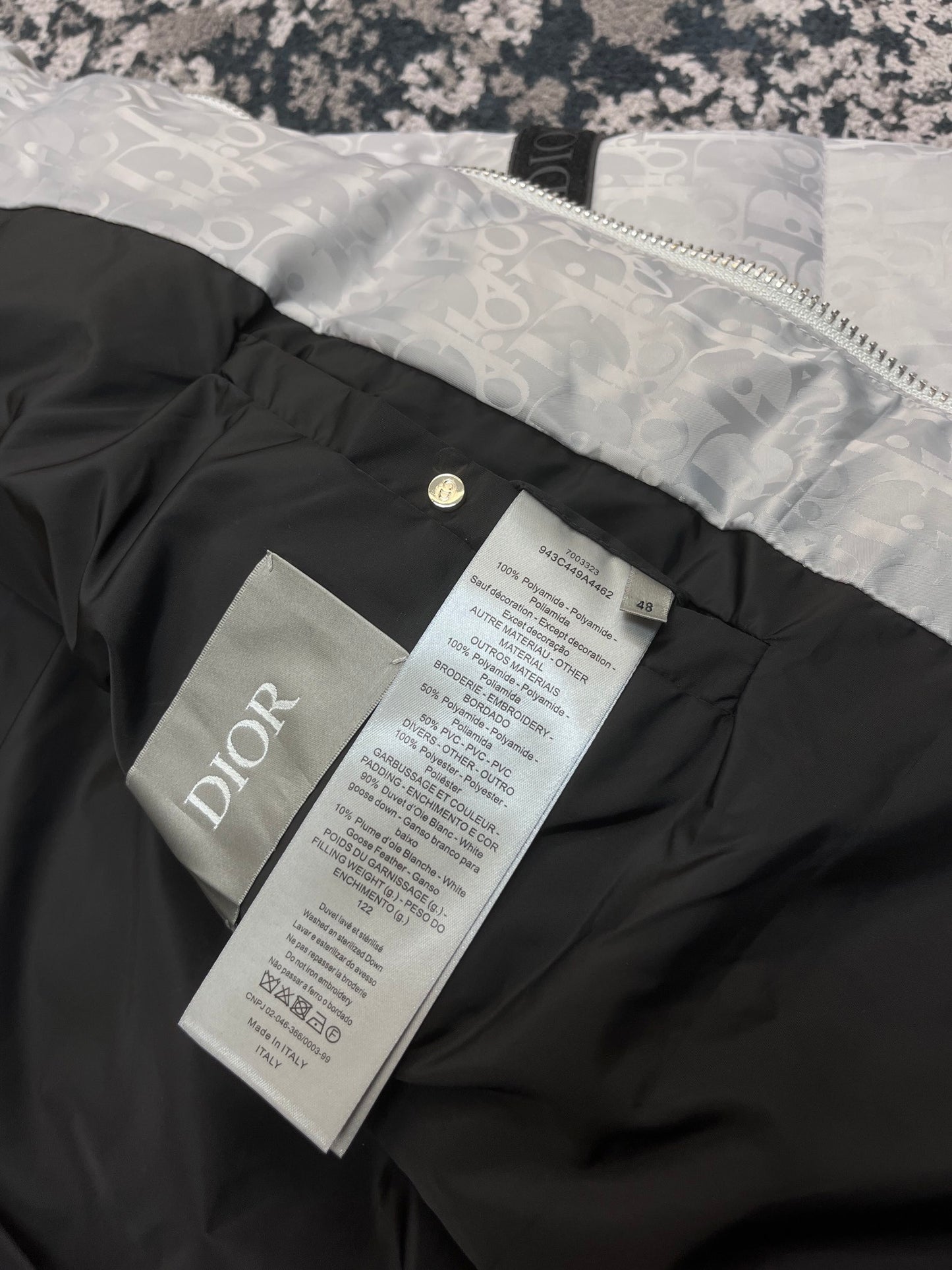 DIOR OBLIQUE DOWN JACKET SILVER TECHNICAL