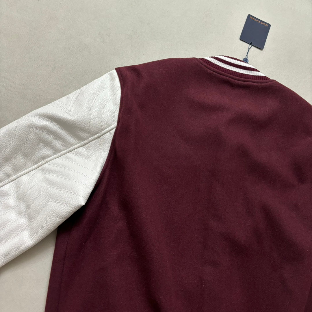 Lv Embroidered Calfskin Varsity Jacket