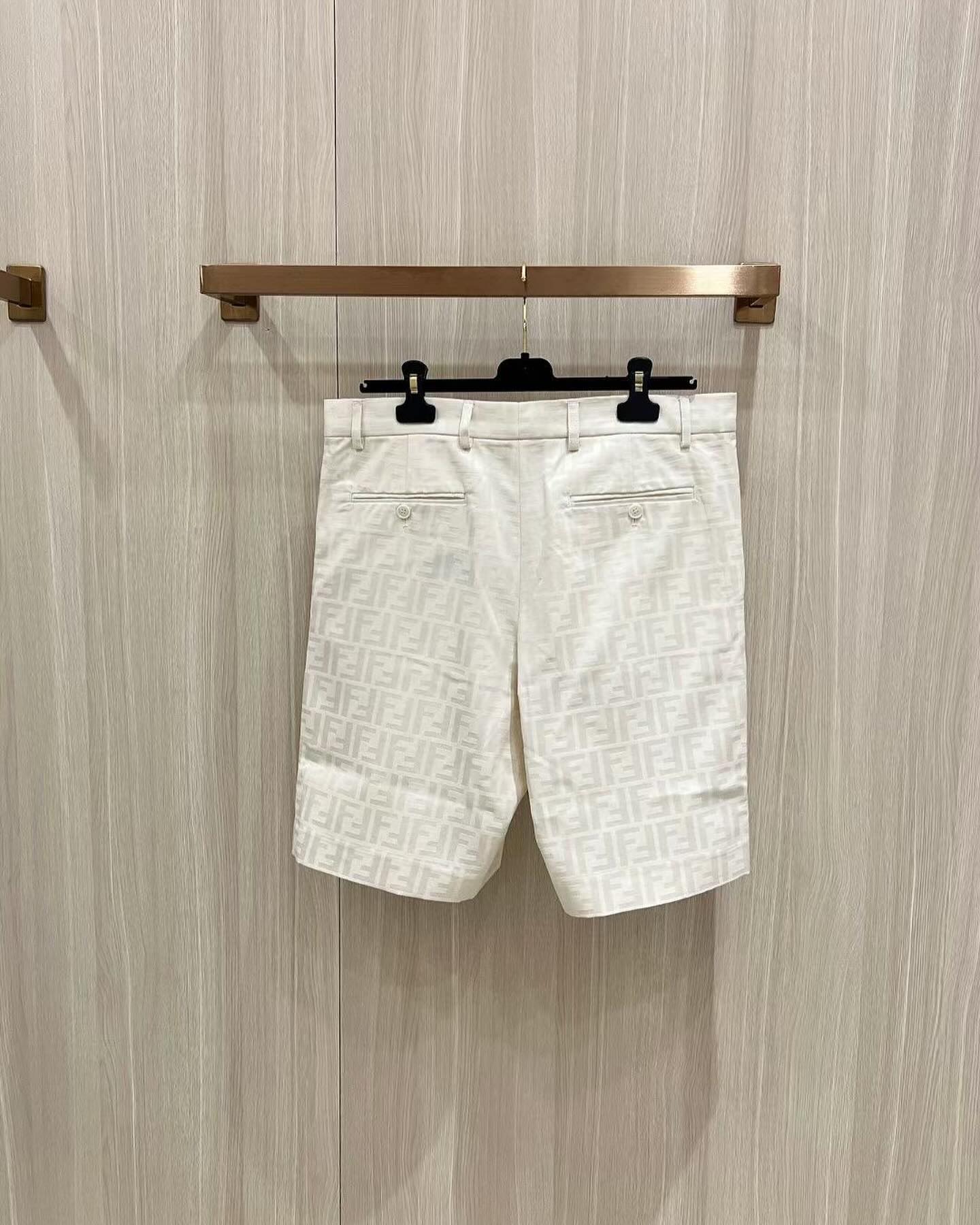 Fendi Monogram Silk Shorts White