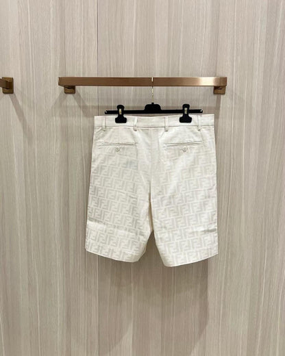 Fendi Monogram Silk Shorts White