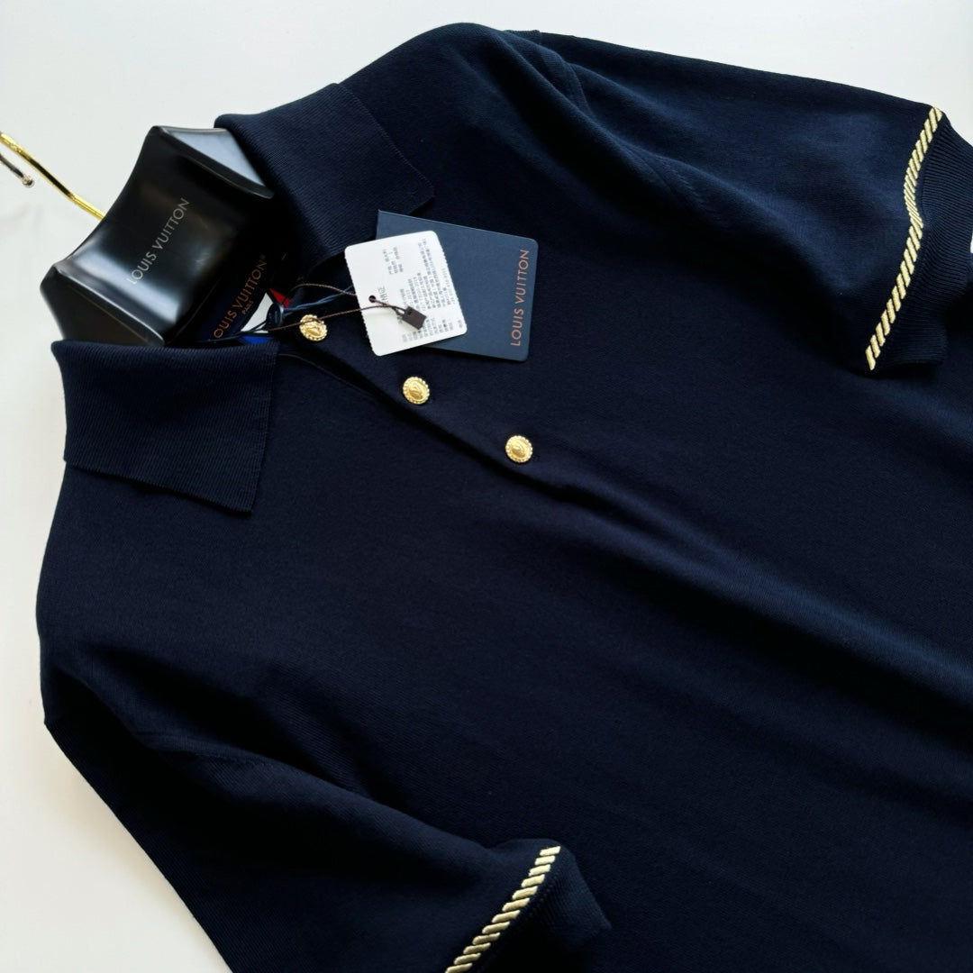 Lv Short-Sleeved Cotton Polo Shirt