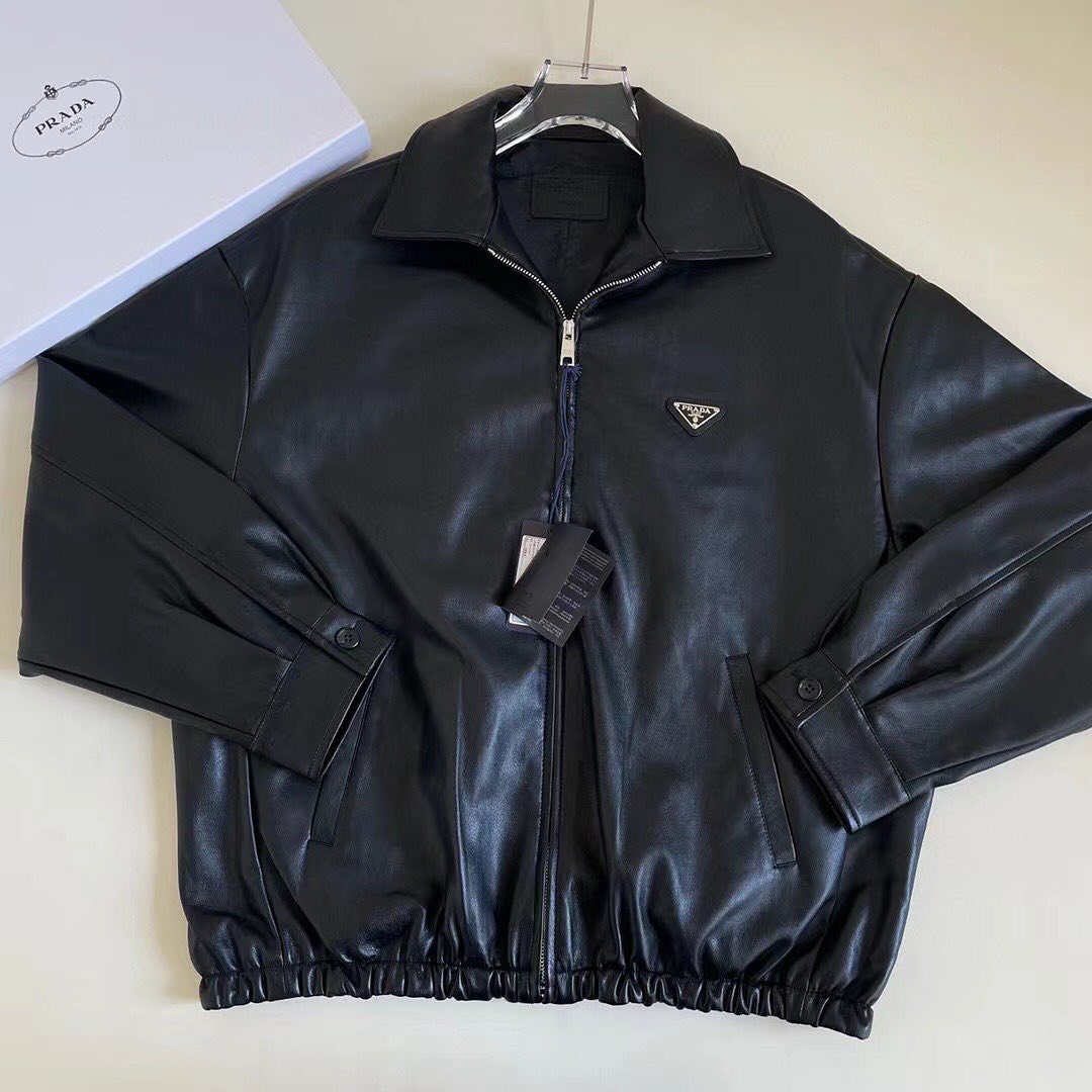 Prada Leather jacket with Prada logo