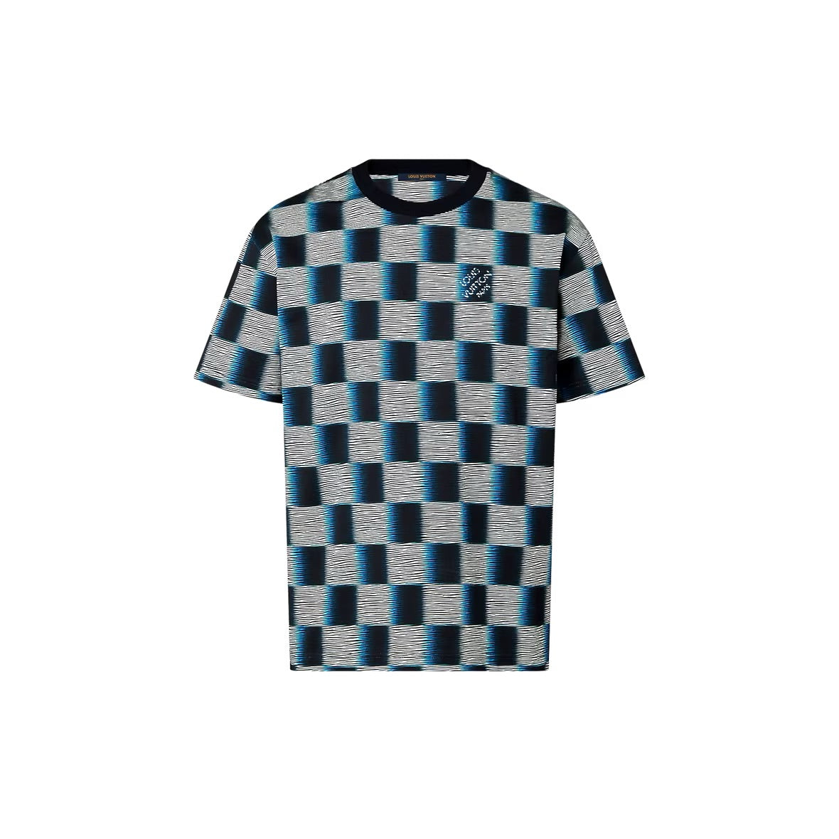 Lv Short-Sleeved Damier Wool Shirt