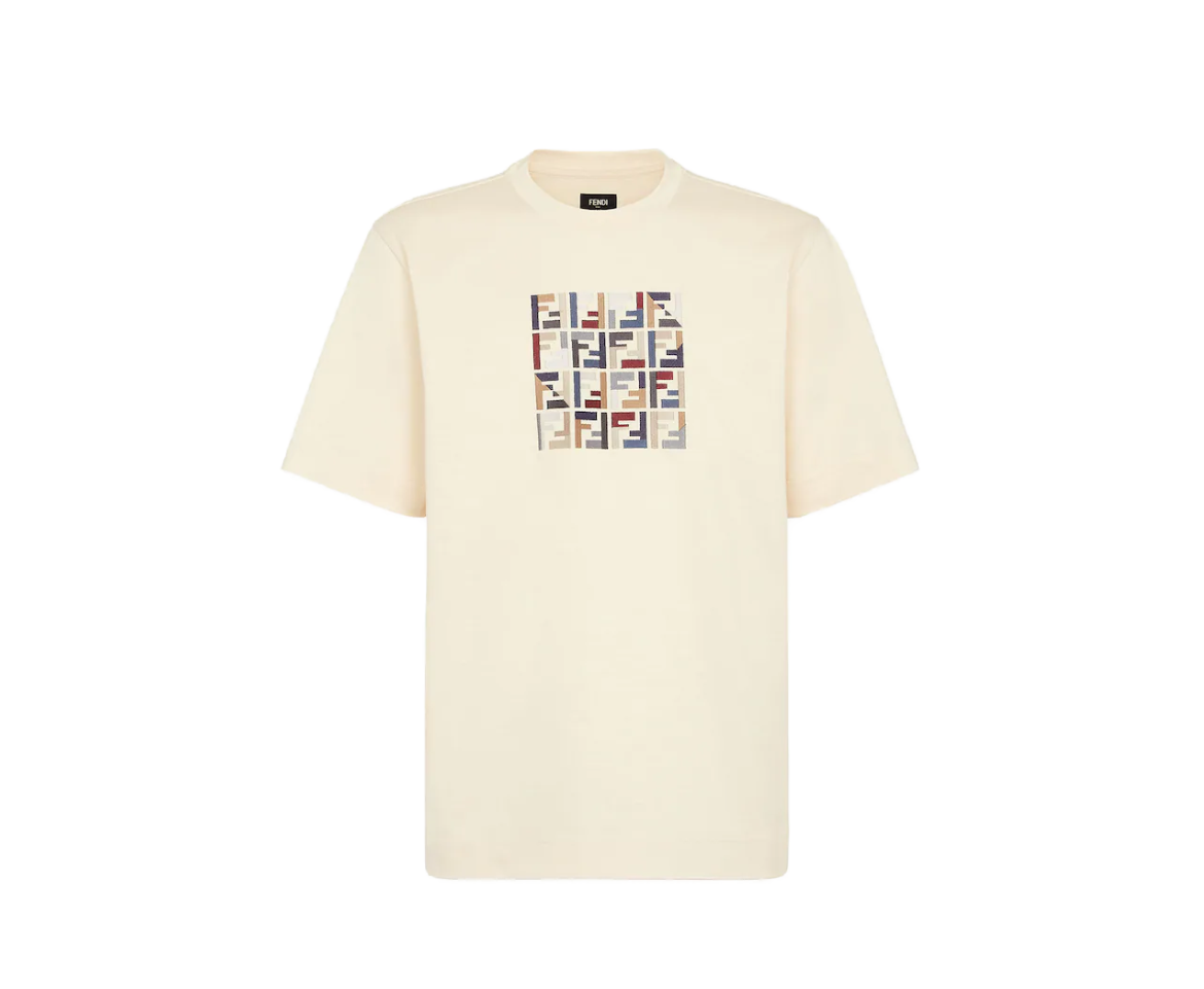 FENDI Anagram Logo Embroidered Jersey T-Shirt