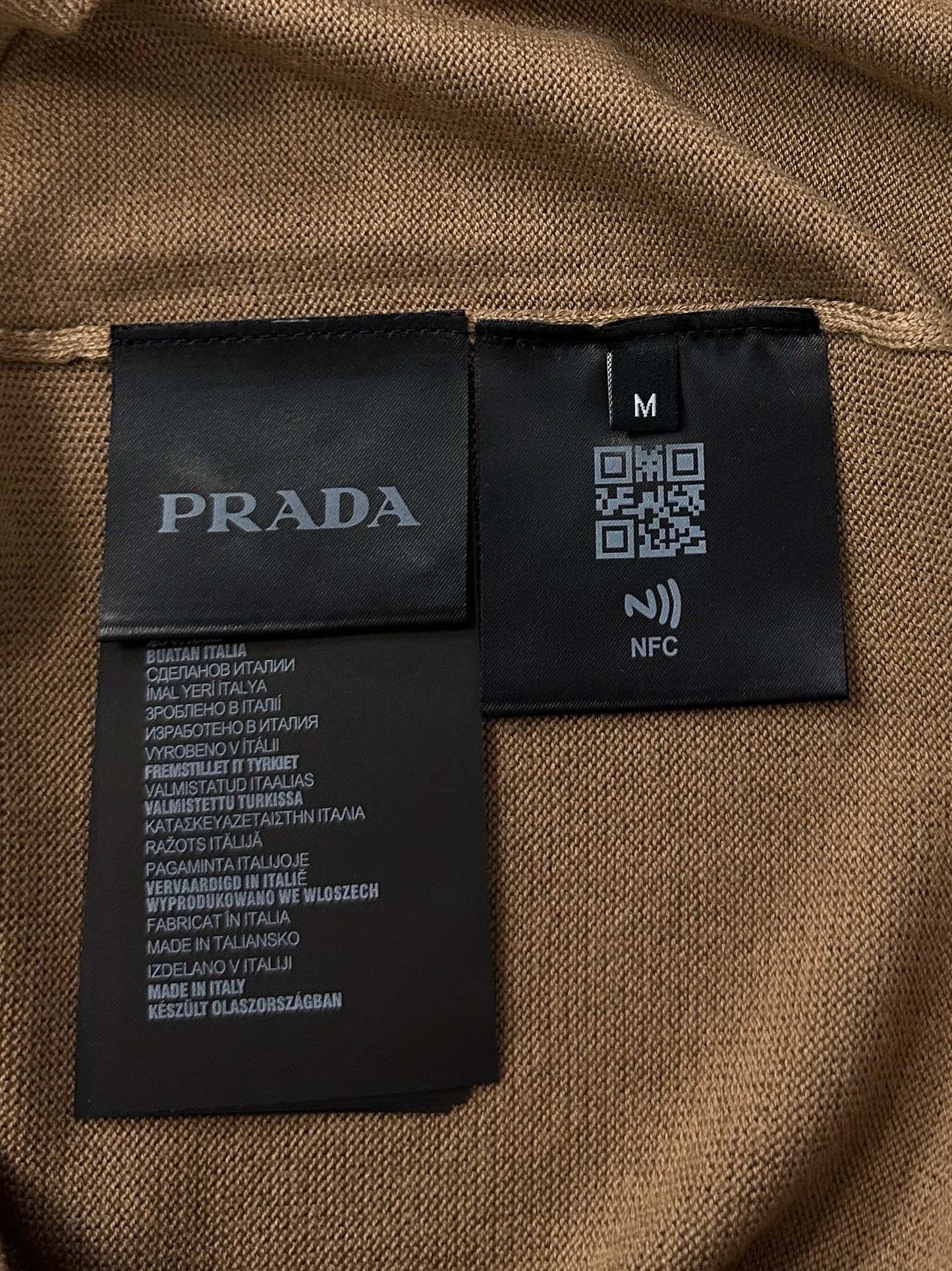 Prada Logo Wool Polo Half Zip Shirt