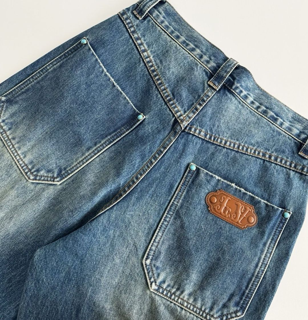 Lv Washed Denim Workwear Pants