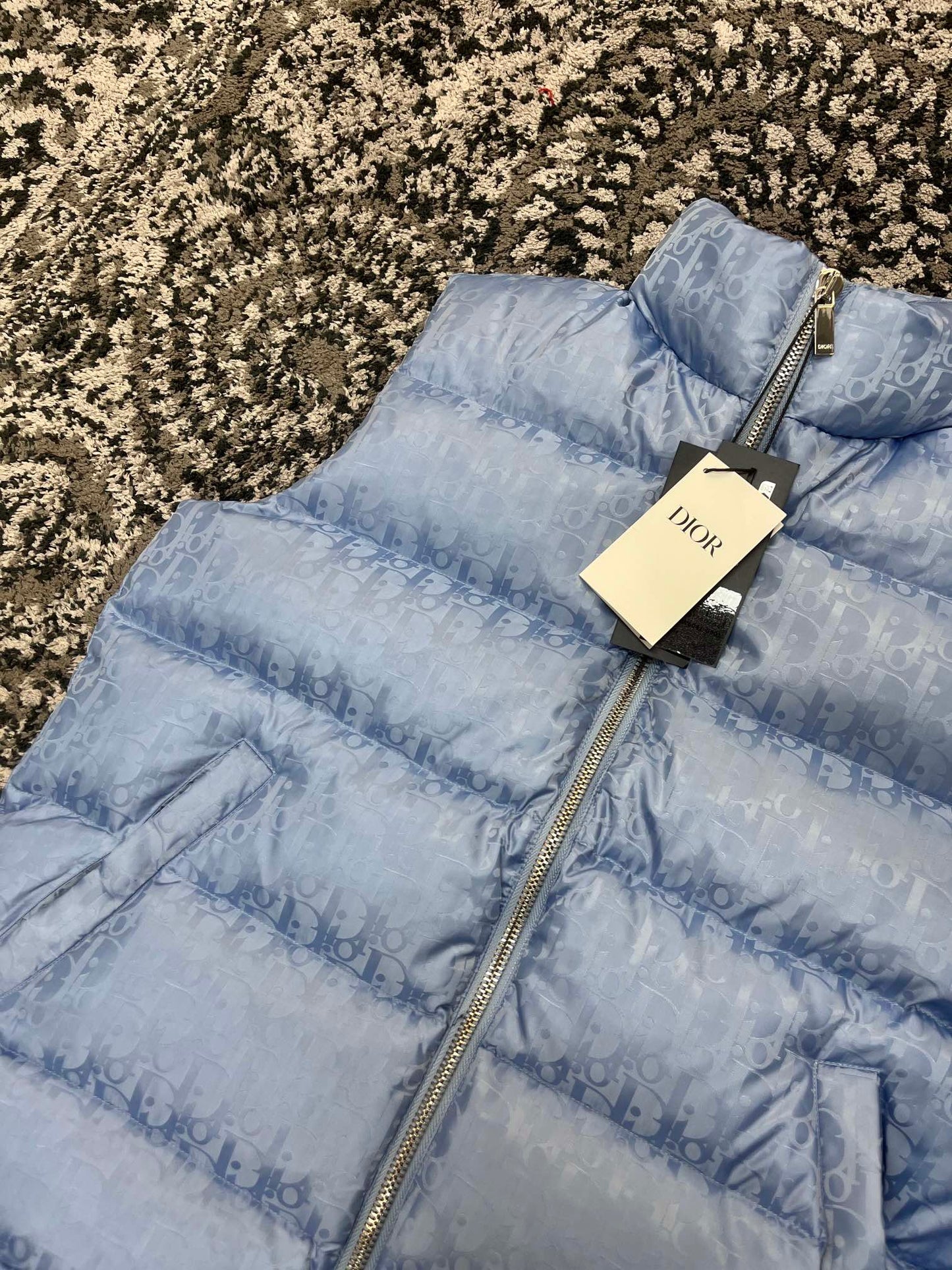 DIOR OBLIQUE DOWN VEST TECHNICAL BLUE