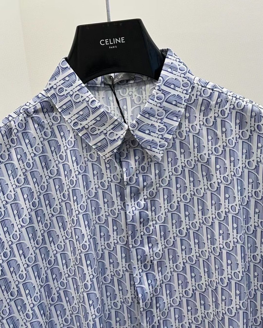 Dior Oblique Short-Sleeved Shirt  Blue Striped Silk Twill Set