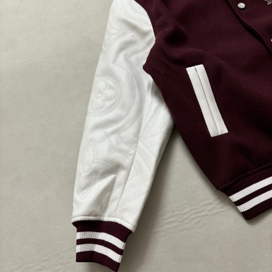 Lv Embroidered Calfskin Varsity Jacket