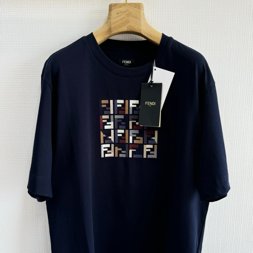 FENDI Anagram Logo Embroidered Jersey T-Shirt