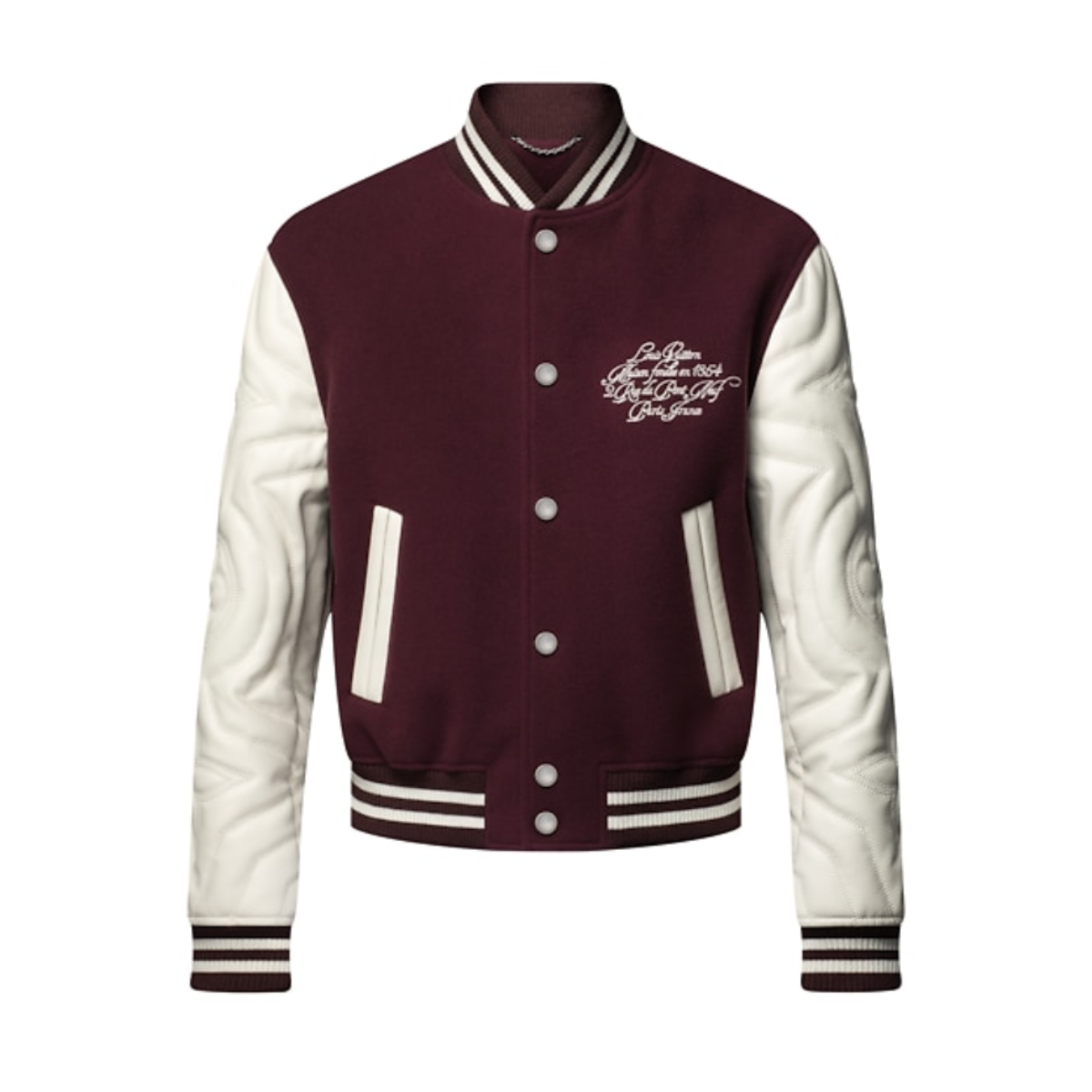 Lv Embroidered Calfskin Varsity Jacket