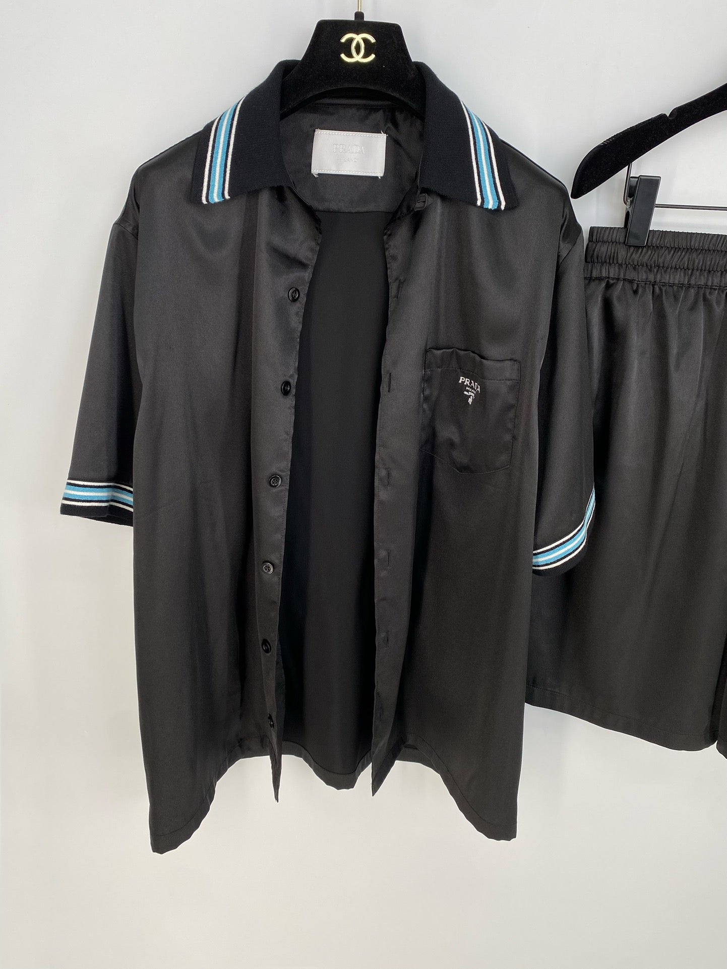 Prada Silk Shirt And Shorts Set