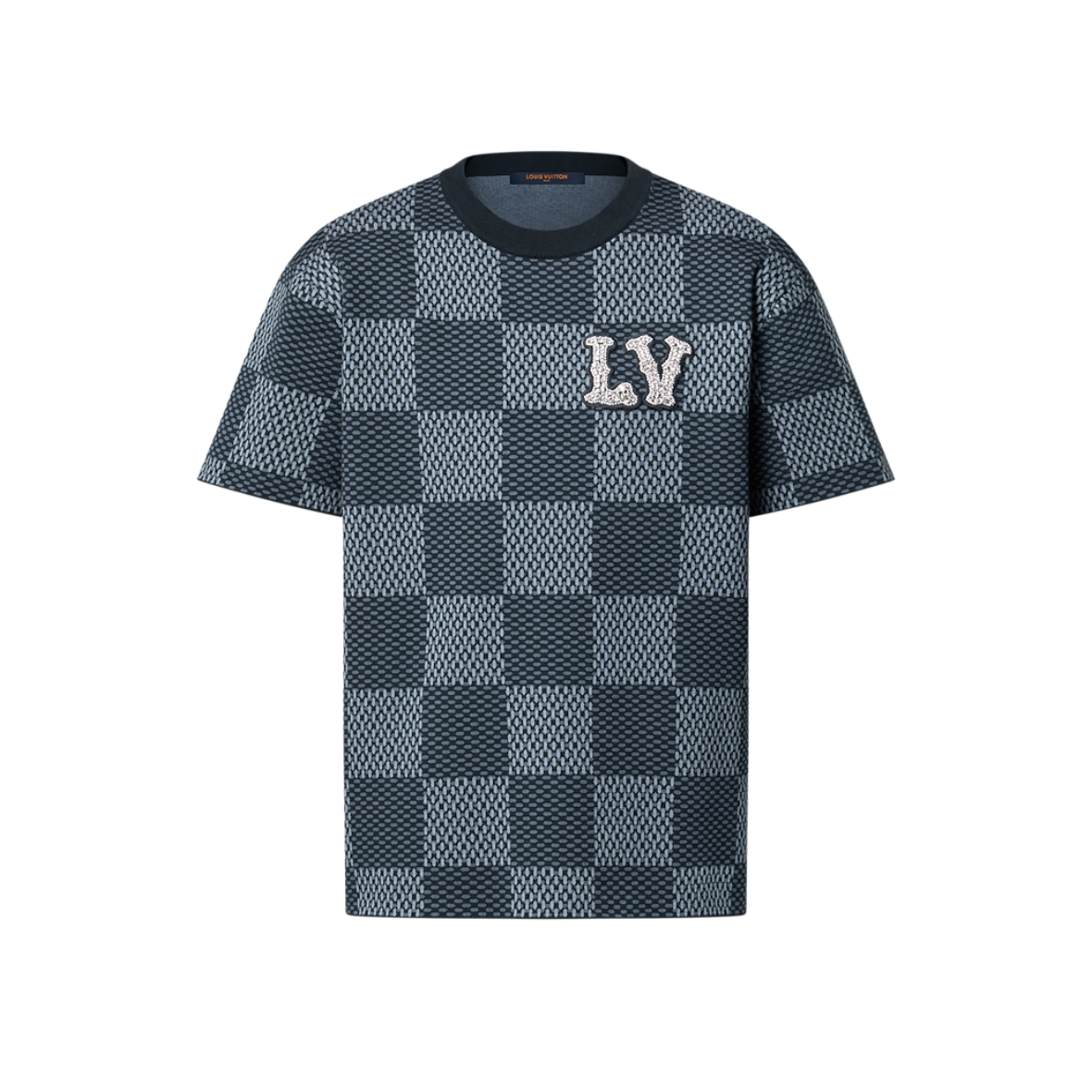 Lv Damier Short-Sleeved Crewneck With LV Crystal Patch