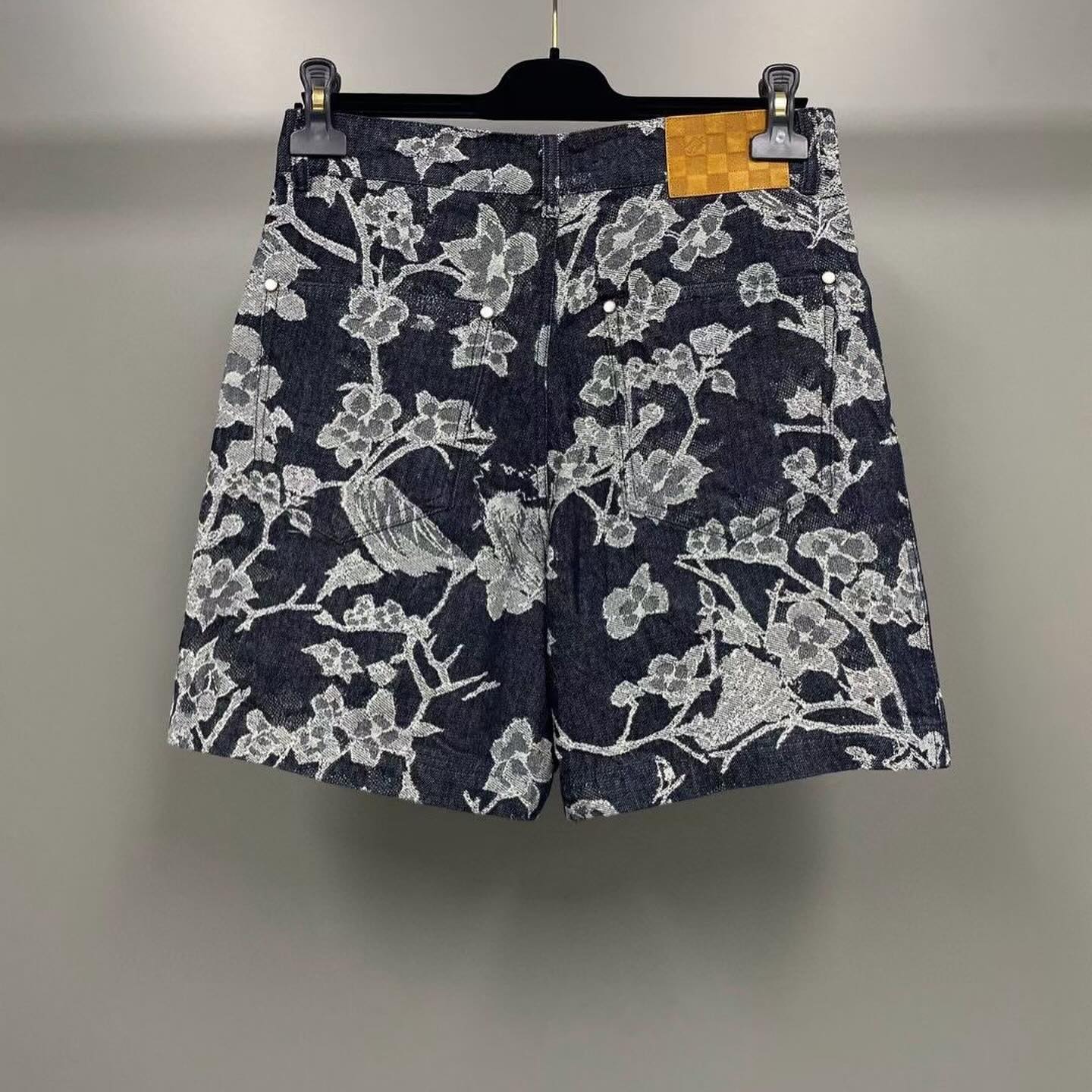 Louis Vuitton Flower Denim Shirt And Shorts Set