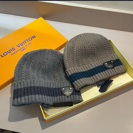 Lv Leather Logo Beanie