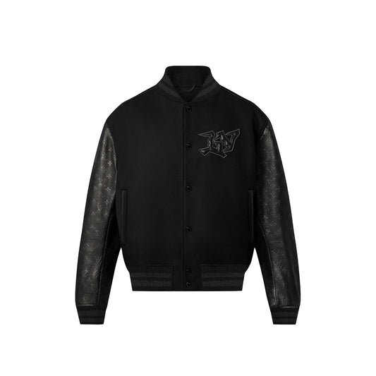 Lv Monogram Embossed Leather And Wool Blouson