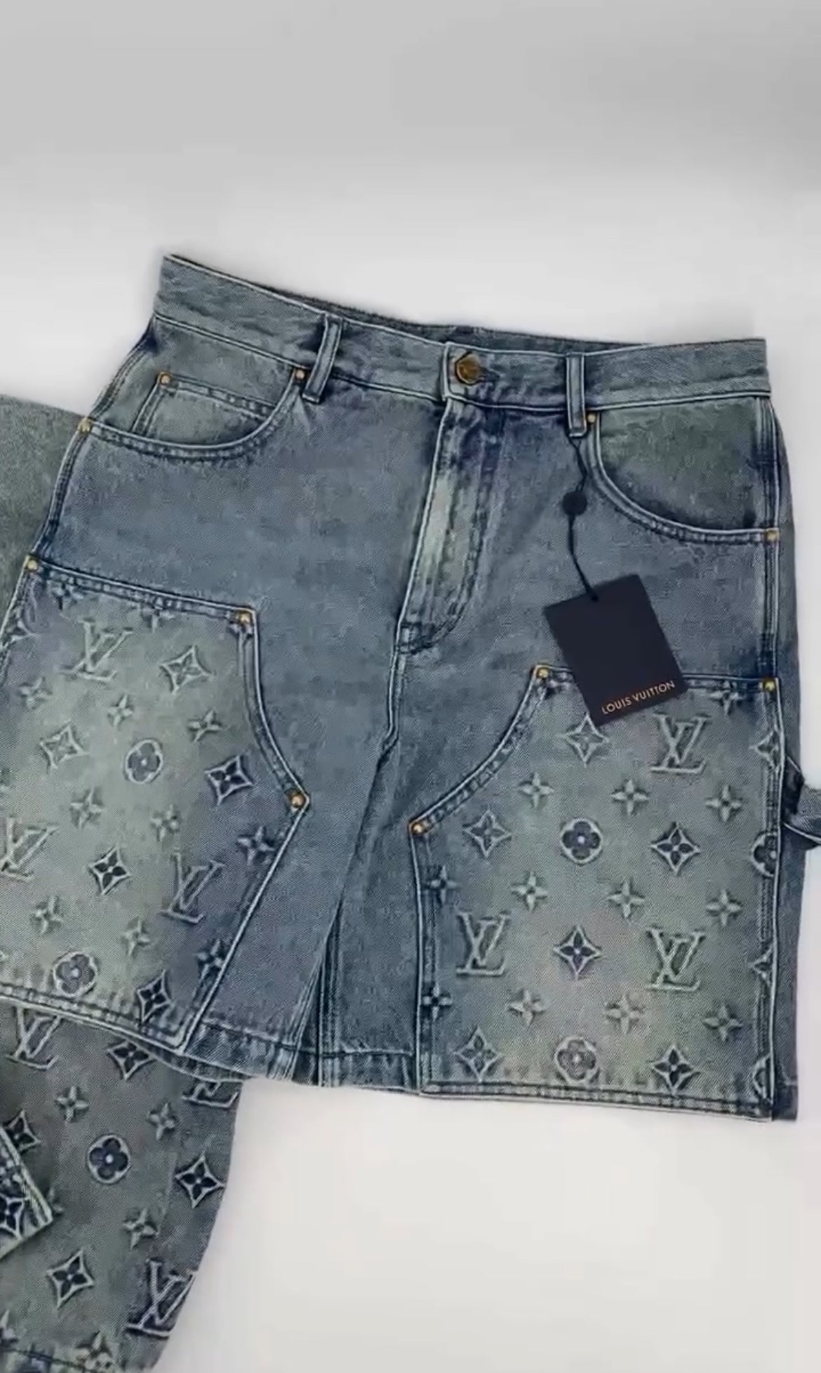 Louis Vuitton Monogram Denim Shirt And Shorts Set