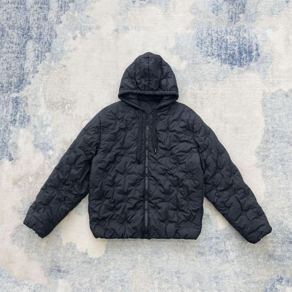 Lv Monogram Quilted Nylon Hooded Blouson