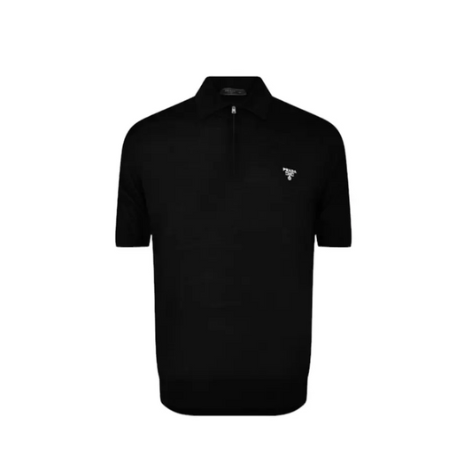 Prada Logo Wool Polo Half Zip Shirt