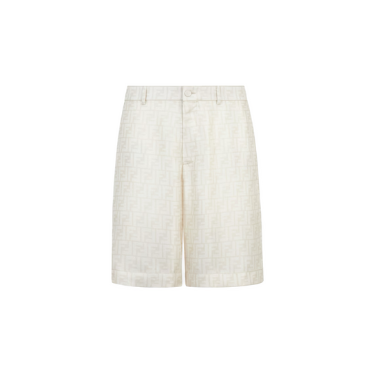 Fendi Monogram Silk Shorts White